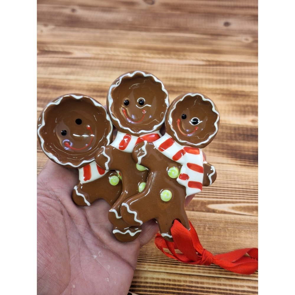 Christmas Gingerbread Men Measuring Spoons Ceramic Set of 3